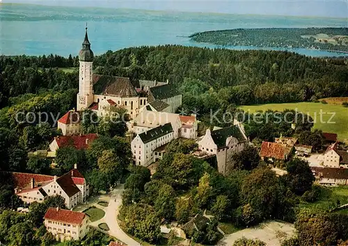 AK / Ansichtskarte Andechs Kloster Ammersee Fliegeraufnahme Andechs