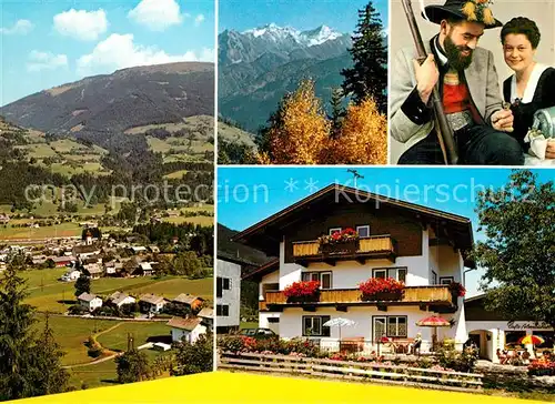 AK / Ansichtskarte Ried_Zillertal Gaestehaus Cafe Almstueberls Trachten Panorama Alpen Ried_Zillertal
