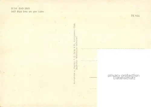 AK / Ansichtskarte Bad_Ems DJH Jugendherberge Blick ueber die Lahn Bad_Ems