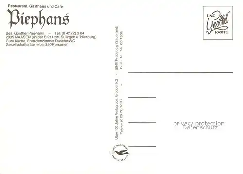AK / Ansichtskarte Maasen Restaurant Cafe Piephans Kegelbahn  Maasen