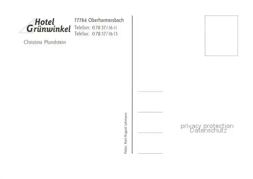 AK / Ansichtskarte Oberharmersbach Hotel Gruenwinkel Christina Pfundstein Oberharmersbach