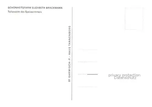 AK / Ansichtskarte Garmisch Partenkirchen Schoenheitsfarm Elizabeth Brackmann Speisesaal Garmisch Partenkirchen