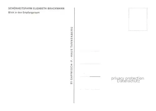 AK / Ansichtskarte Garmisch Partenkirchen Schoenheitsfarm Elizabeth Brackmann Empfangsraum Garmisch Partenkirchen