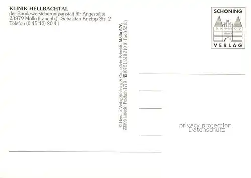 AK / Ansichtskarte Moelln_Lauenburg Klinik Hellbachtal Fliegeraufnahme Moelln_Lauenburg