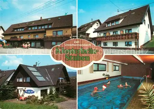 AK / Ansichtskarte Unterharmersbach Gasthaus Pension zur Klosterbraeu Stube Schwimmbad Unterharmersbach
