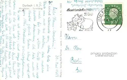 AK / Ansichtskarte Durlach Strassenbahn Kirche Turmberg Durlach