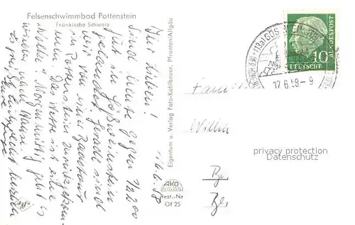 AK / Ansichtskarte Pottenstein_Oberfranken Felsenschwimmbad Fraenkische Schweiz Pottenstein_Oberfranken