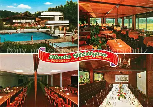 AK / Ansichtskarte Walbeck_Rheinland Haus Roettgen im Freizeitzentrum Restaurant Kegelbahn Freibad Walbeck_Rheinland