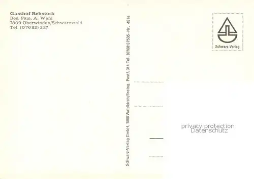 AK / Ansichtskarte Oberwinden_Elztal Gasthof Rebstock im Schwarzwald Oberwinden Elztal