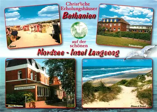 AK / Ansichtskarte Langeoog_Nordseebad Christliche Erholungshaeuser Bethanien Strand Schwedenhaus Duenen Langeoog_Nordseebad