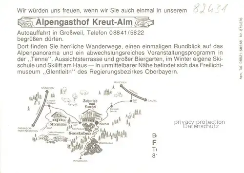 AK / Ansichtskarte Kochel_See Alpengasthof Kreut Alm Kochel_See