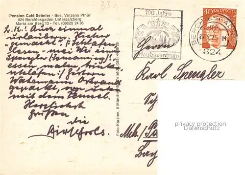 AK / Ansichtskarte Untersalzberg Pension Cafe Seimler Terrasse Alpenblick Kapelle Untersalzberg