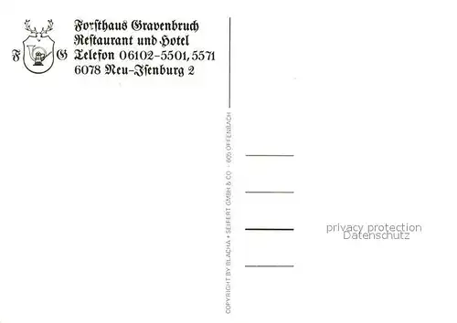 AK / Ansichtskarte Neu Isenburg Forsthaus Gravenbruch Restaurant Hotel Neu Isenburg