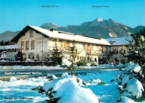 AK / Ansichtskarte Bernau_Chiemsee Gasthof Chiemsee Winter am Chiemsee Chiemgauer Alpen Bernau Chiemsee
