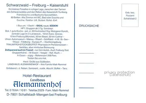 AK / Ansichtskarte Mengen_Schallstadt Hotel Restaurant Landhaus Alemannenhof Mengen_Schallstadt
