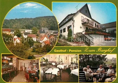 AK / Ansichtskarte Dreislar Gasthof Pension Zum Burghof Ortsansicht mit Kirche Dreislar