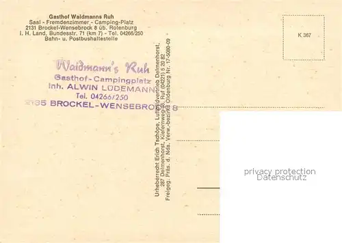 AK / Ansichtskarte Wensebrock_Rotenburg_Wuemme Gasthof Waldmanns Ruh Fliegeraufnahme Wensebrock_Rotenburg