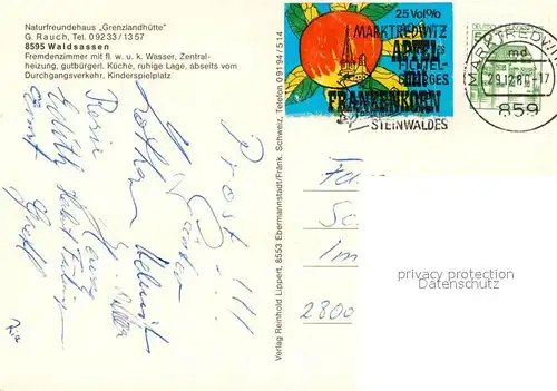 AK / Ansichtskarte Waldsassen Naturfreundehaus Grenzlandhuette Waldsassen