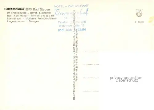 AK / Ansichtskarte Bad_Steben Hotel Restaurant Terrassenhof Bad_Steben