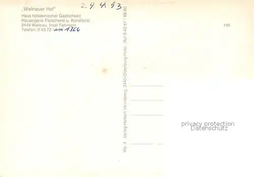 AK / Ansichtskarte Wallnau_Insel_Fehmarn Wallnauer Hof Gaststaette Restaurant 