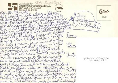 AK / Ansichtskarte Sosberg Gaestehaus der Selbsthilfe Koerperbehinderter e.V. Pension Ortsmotiv mit Kirche Viehweide Kuehe Sosberg