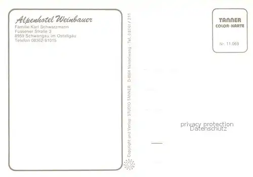 AK / Ansichtskarte Schwangau Alpenhotel Weinbauer Fremdenzimmer Restaurant Schwangau