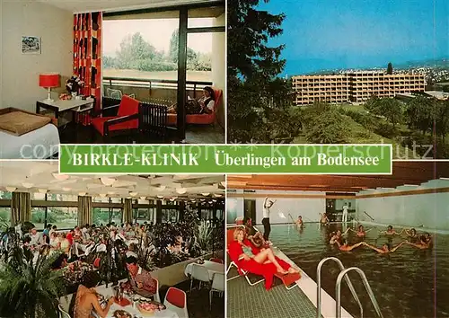 AK / Ansichtskarte ueberlingen_Bodensee Birkle Klinik Restaurant Hallenbad Patientenzimmer Panorama ueberlingen Bodensee