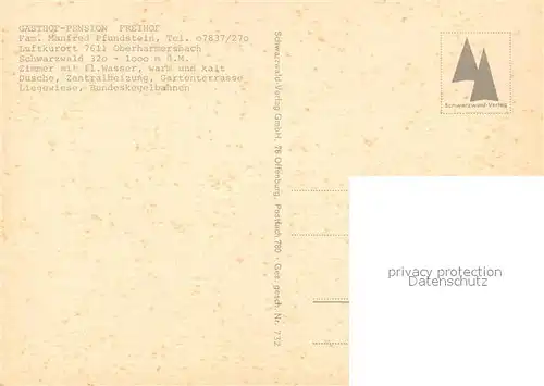 AK / Ansichtskarte Oberharmersbach Gasthof Pension Freihof Oberharmersbach