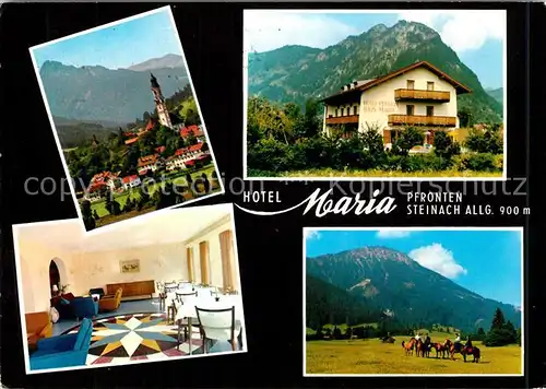 AK / Ansichtskarte Steinach_Pfronten Hotel Maria Ortsansicht mit Kirche Ausritt Allgaeuer Alpen Steinach Pfronten