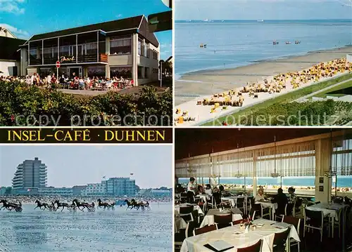 AK / Ansichtskarte Duhnen_Nordsee Insel Cafe Strand Pferderennen im Watt Duhnen Nordsee