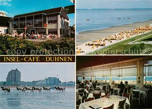 AK / Ansichtskarte Duhnen_Nordsee Insel Cafe Strand Pferderennen im Watt Duhnen Nordsee