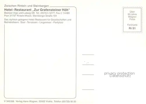 AK / Ansichtskarte Rinteln Hotel Restaurant Zur Grafensteiner Hoeh Gartenterrasse Teich Rinteln