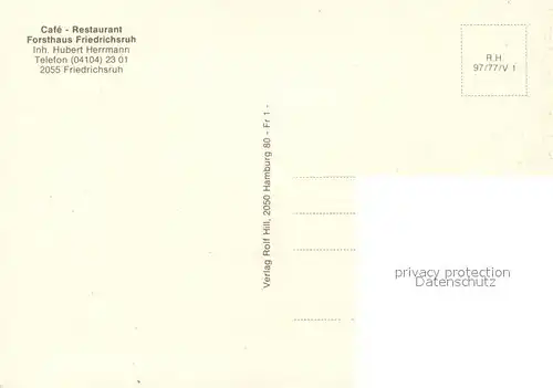 AK / Ansichtskarte Friedrichsruh_Aumuehle Cafe Restaurant Forsthaus Friedrichsruh Terrasse Friedrichsruh_Aumuehle