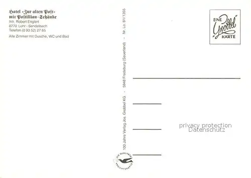 AK / Ansichtskarte Sendelbach_Lohr_a.Main Hotel Restaurant Zur alten Post Postillion Schaenke Sendelbach_Lohr_a.Main