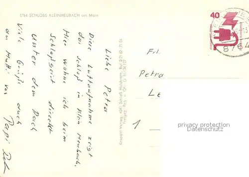 AK / Ansichtskarte Kleinheubach Schloss Kleinheubach Fliegeraufnahme Kleinheubach