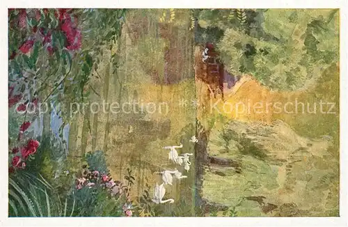 AK / Ansichtskarte Karlsruhe_Baden Stadtgarten Aquarell Wilhelm Volz Karlsruhe_Baden