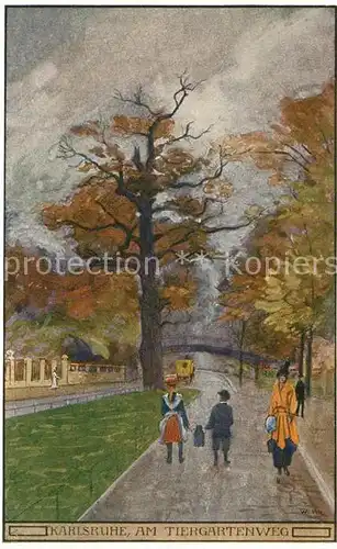 AK / Ansichtskarte Karlsruhe_Baden Tiergartenweg Kuenstlerkarte Karlsruhe_Baden