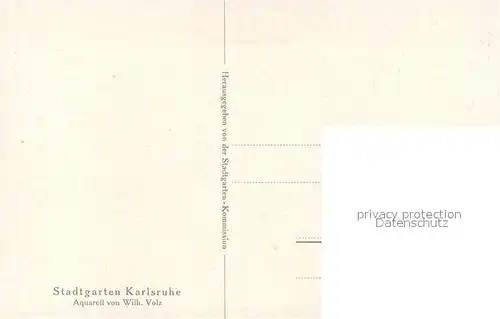 AK / Ansichtskarte Karlsruhe_Baden Stadtgarten Aquarell Wilhelm Volz Karlsruhe_Baden