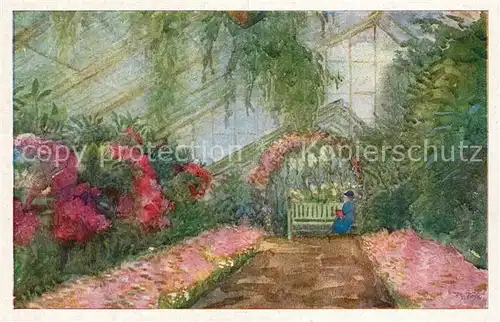 AK / Ansichtskarte Karlsruhe_Baden Stadtgarten Aquarell Wilhelm Volz Karlsruhe_Baden