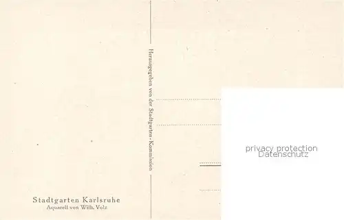 AK / Ansichtskarte Karlsruhe_Baden Stadtgarten Aquarell Wilhelm Volz Karlsruhe_Baden