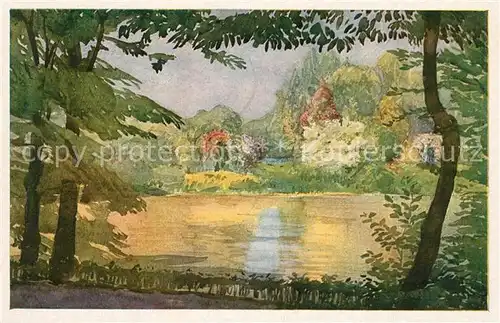 AK / Ansichtskarte Karlsruhe_Baden Stadtgarten Aquarell Wilhelm Volz Karlsruhe_Baden