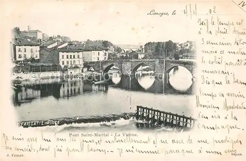 AK / Ansichtskarte Limoges_Haute_Vienne Pont Saint Martial Limoges_Haute_Vienne