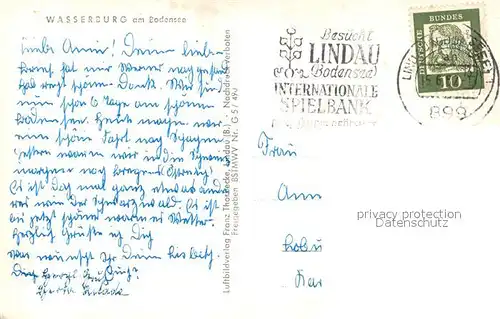 AK / Ansichtskarte Wasserburg_Bodensee Fliegeraufnahme Wasserburg Bodensee