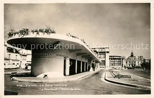 AK / Ansichtskarte Vichy_Allier Gare routiere Poste Hotel de Ville Vichy Allier