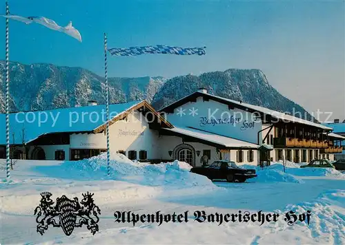 AK / Ansichtskarte Inzell Alpenhotel Bayerischer Hof Winterlandschaft Alpen Wappen Inzell
