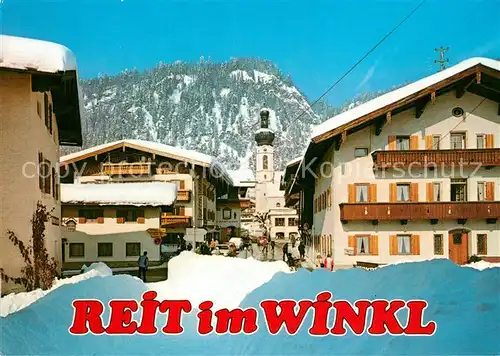 AK / Ansichtskarte Reit_Winkl Ortsmotiv mit Kirche Wintersportplatz Bayerische Alpen Reit_Winkl