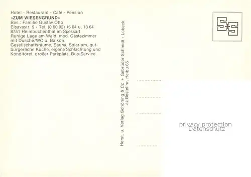 AK / Ansichtskarte Heimbuchenthal Hotel Restaurant Cafe Pension Zum Wiesengrund Panorama Heimbuchenthal