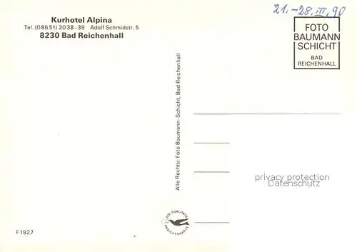 AK / Ansichtskarte Bad_Reichenhall Kurhotel Alpina Bad_Reichenhall