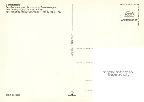 AK / Ansichtskarte Wildbad_Schwarzwald Rommelklinik Wildbad_Schwarzwald