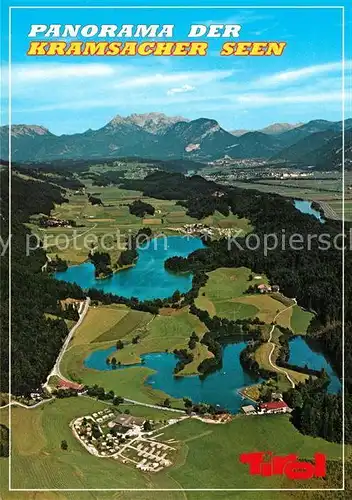 AK / Ansichtskarte Kramsach Fliegeraufnahme mit Krummsee Reintaler See und Kaisergebirge Kramsach